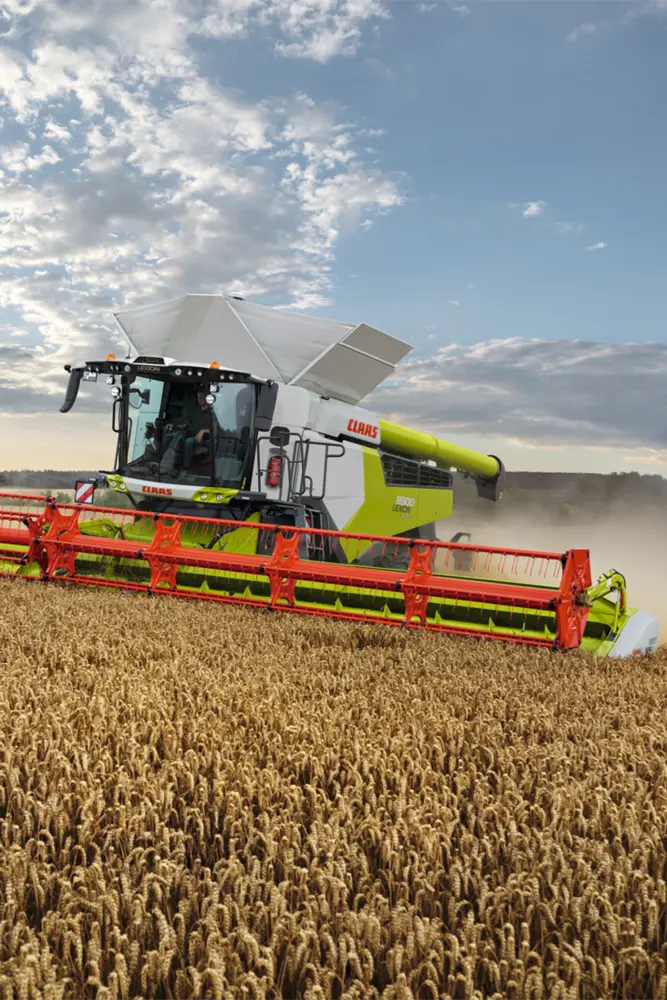 CLAAS LEXION harvesting straw